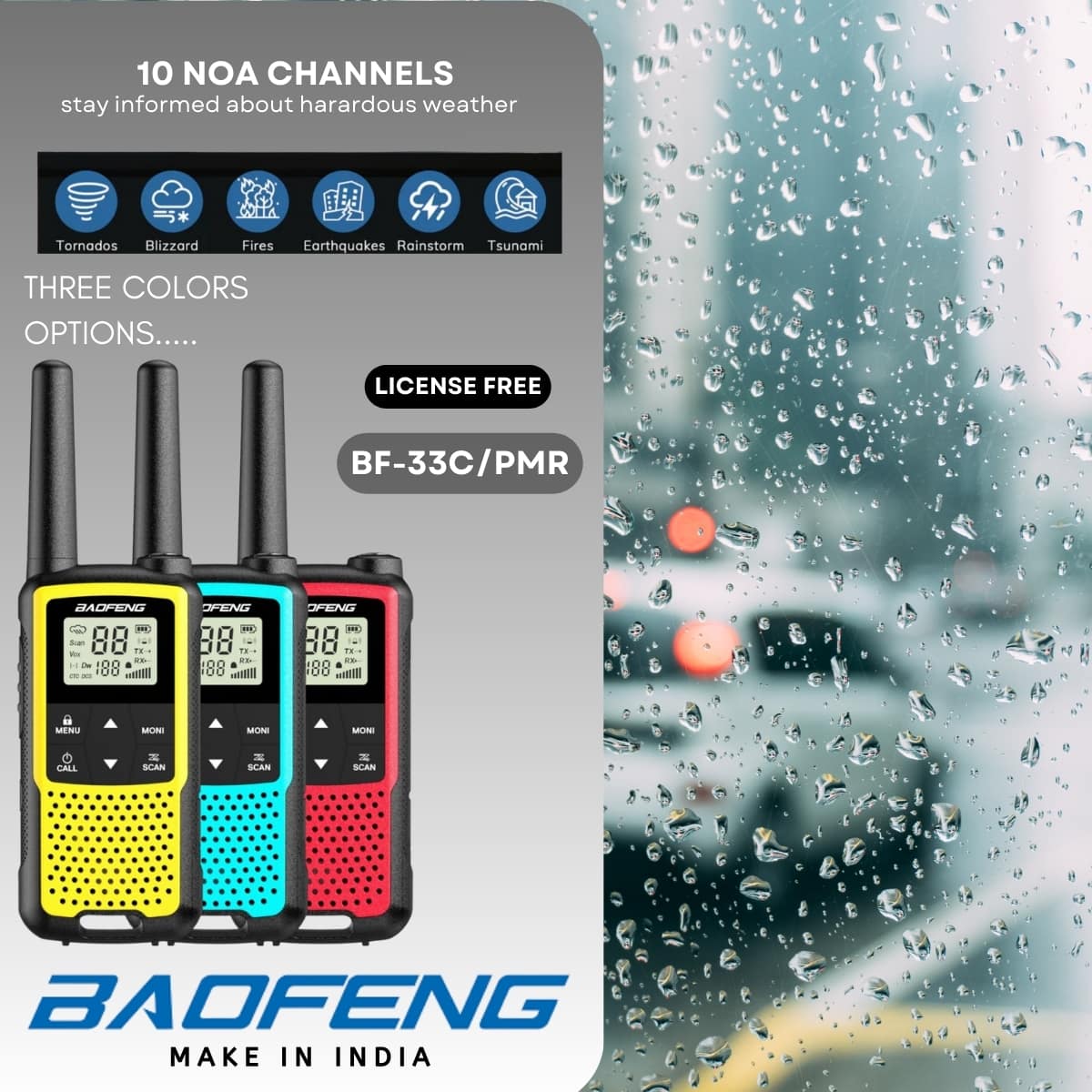 Baofeng BF-33C (Pack of 1, Yellow)